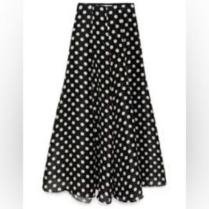 Vintage Black and White Polka Dot A-Line Skirt